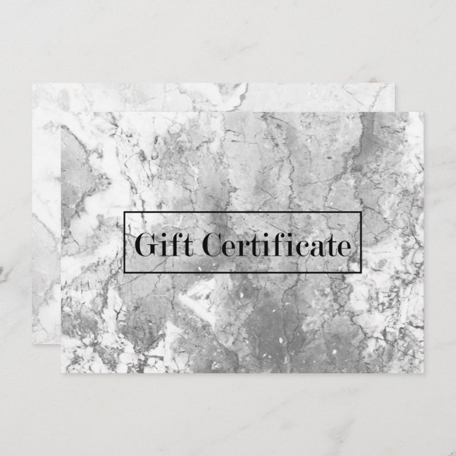 Elegant Marble Stone Modern Gift Certificates (Front/Back)