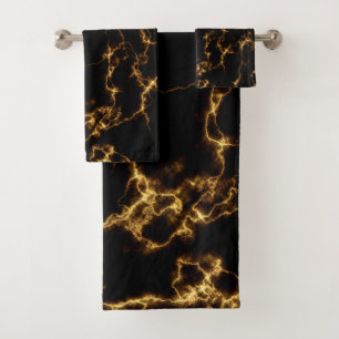 Elegant Marble style3 - Black Gold Bath Towel Set
