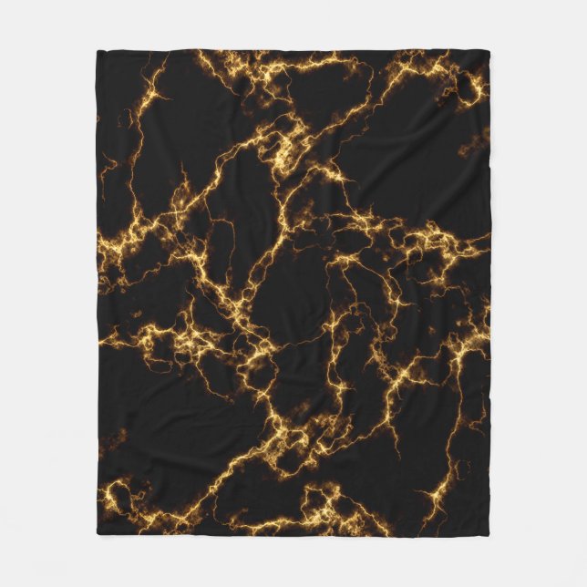 Elegant Marble style3 - Black Gold Fleece Blanket (Front)