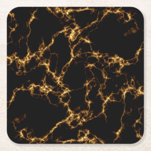 Elegant Marble style3 - Black Gold Square Paper Coaster