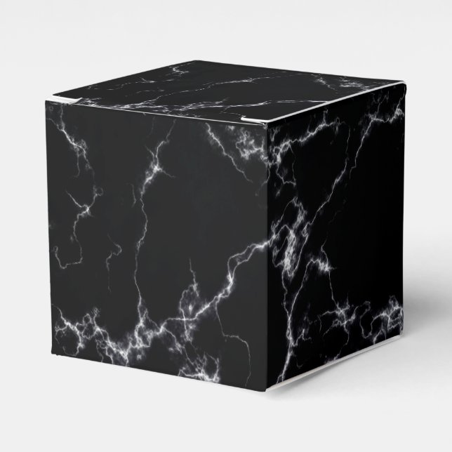 Elegant Marble style4 - Black and White Favour Box (Front Side)