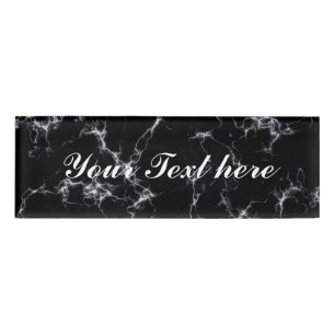 Elegant Marble style4 - Black and White Name Tag