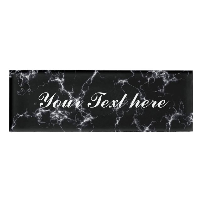 Elegant Marble style4 - Black and White Name Tag (Front)