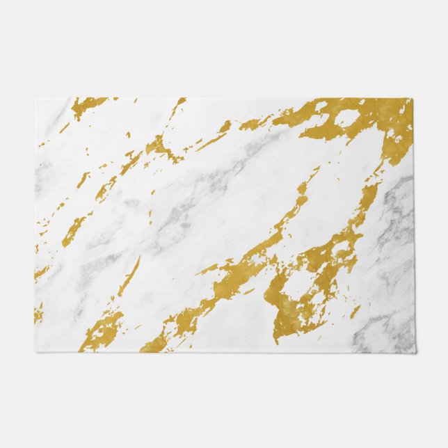 Elegant Marble style6 - Gold and White Doormat (Front)