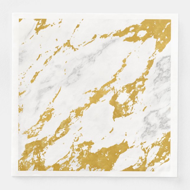 Elegant Marble style6 - Gold and White Napkin (Front)