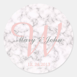 Elegant Marble style - Wedding Bride and Groom Classic Round Sticker