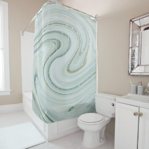 Elegant Marble Swirl Glitter Pattern Sparkle Glam Shower Curtain