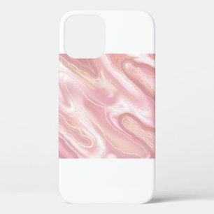 Elegant marble texture. Rose gold liquid shiny tex iPhone 12 Case
