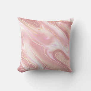 Elegant marble texture. Rose gold liquid shiny tex Cushion