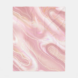 Elegant marble texture. Rose gold liquid shiny tex Fleece Blanket