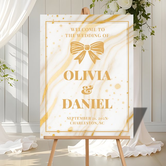 Elegant Marble Texture Welcome with Gold Acrylic Sign (Creator Uploaded)