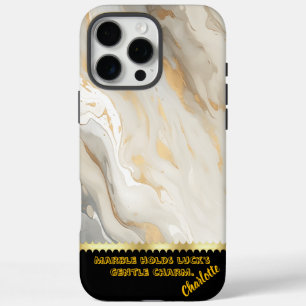 Elegant marble texture with golden accents flowing iPhone 16 pro max case
