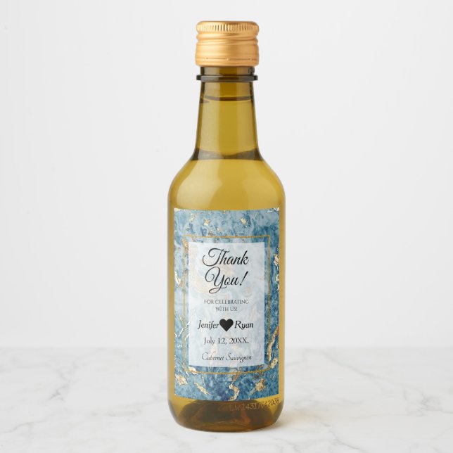 Elegant marble Thank you Mini Wine Bottle Label (Front)