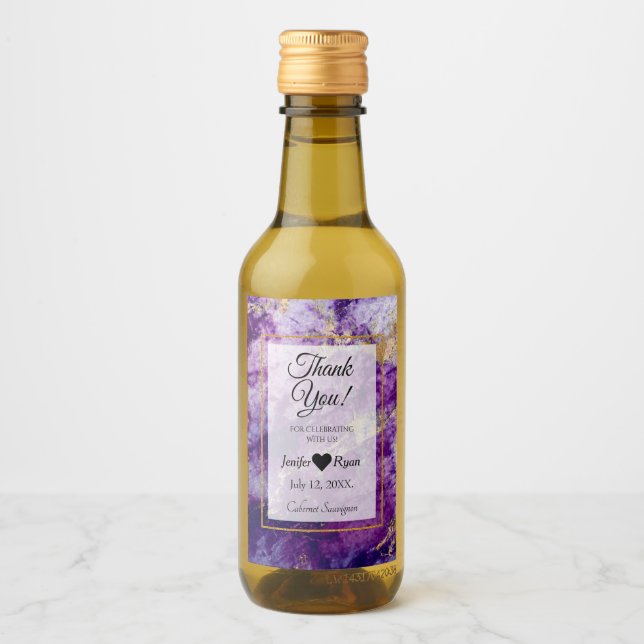 Elegant marble Thank you Mini Wine Bottle Label (Front)