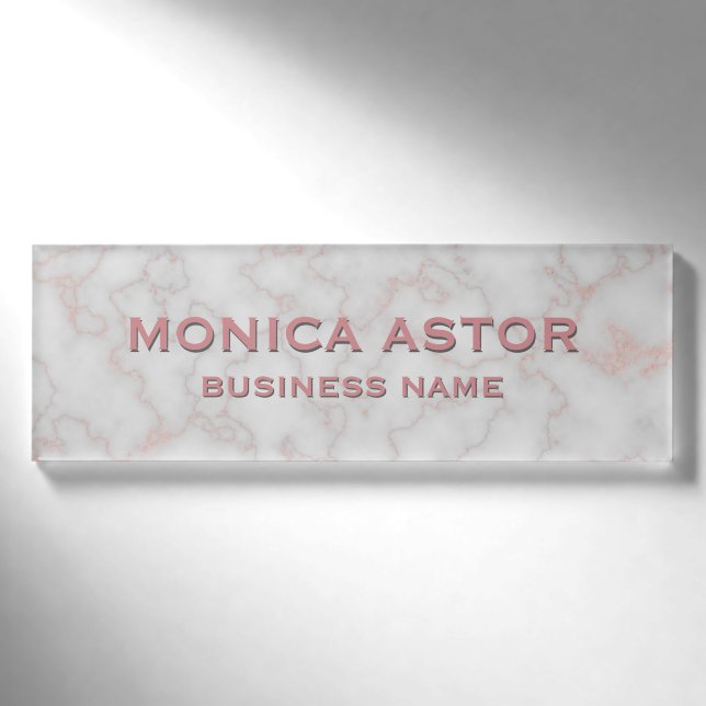 Elegant Marble Trendy Rose Gold Custom Name Tag (Front)