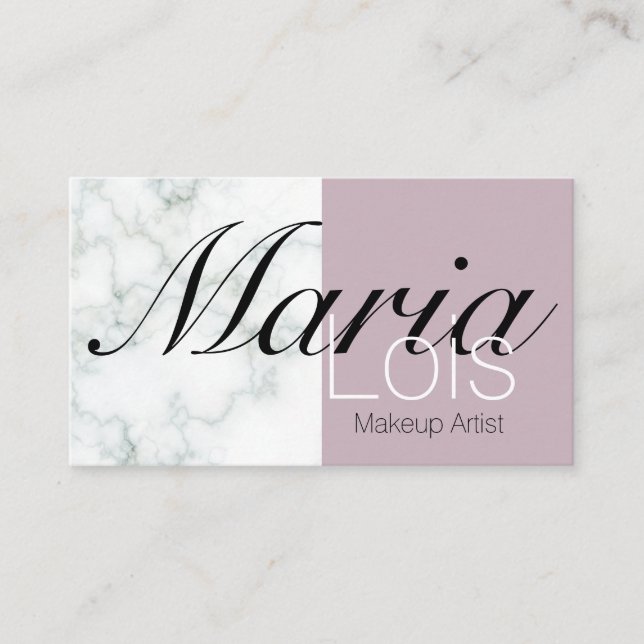 Elegant Marble Two Tone Makeup Artistry Business Card (Front)