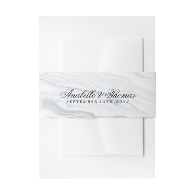 Elegant Marble Wedding Invitation Belly Band (Front Example)