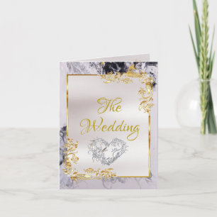 Elegant Marble, White with Gold Leaves Frame  Announcement