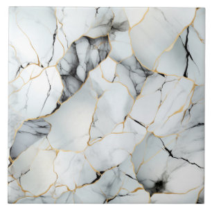 Elegant Marble with Gold and Copper Cracks Tile