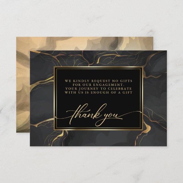 Elegant Marbled Gold and Black RSVP Card (Front/Back)