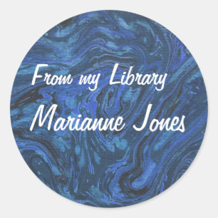 Elegant Marbled Paper Bookplate Stickers