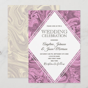 Elegant Marbled Pink Modern Wedding Invitation
