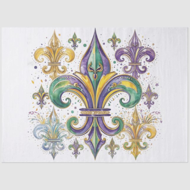 Elegant Mardi Gras Colors Decoupage Tissue Paper (Front)