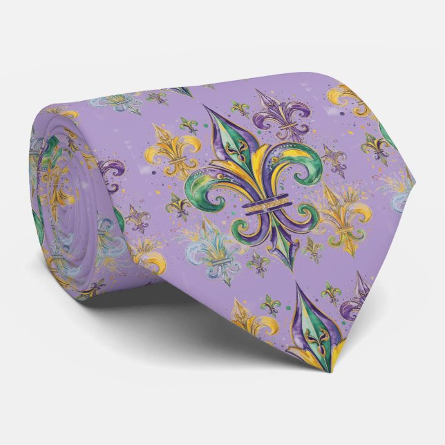 Elegant Mardi Gras Colors Tie (Rolled)
