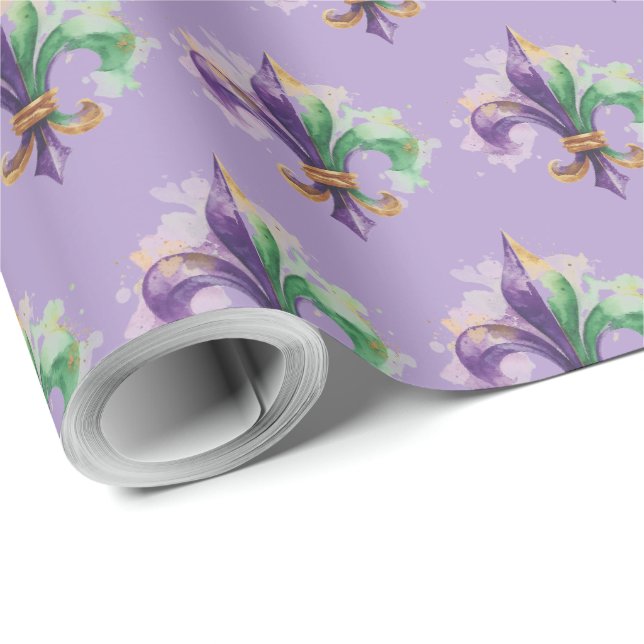 Elegant Mardi Gras Colors  Wrapping Paper (Roll Corner)