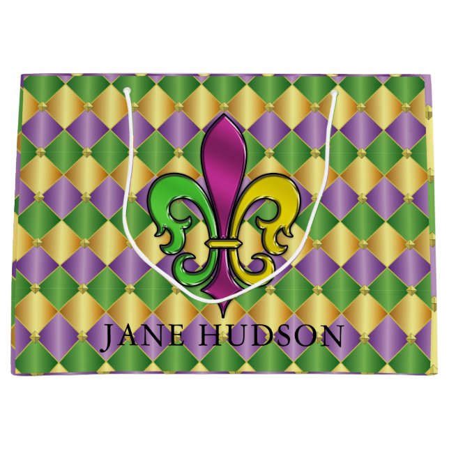 Elegant Mardi Gras Fleur De Lis Design Gift Bag (Front)