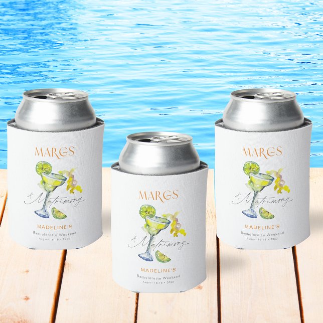 Elegant Margs & Matrimony Bachelorette Weekend Can Cooler (Creator Uploaded)
