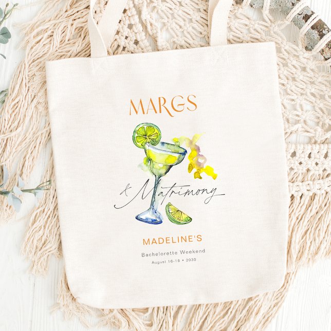 Elegant Margs & Matrimony Bachelorette Weekend Tote Bag (Creator Uploaded)