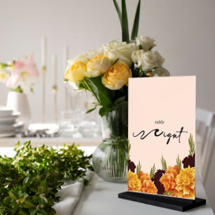 Elegant "MARIGOLD" Floral Acrylic Table Number