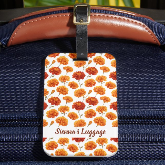 Elegant Marigold Pattern Luggage Tag (Front Insitu 2)