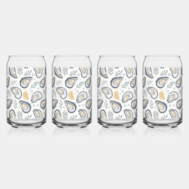 Elegant Marine Oysters Can Glass (Front)