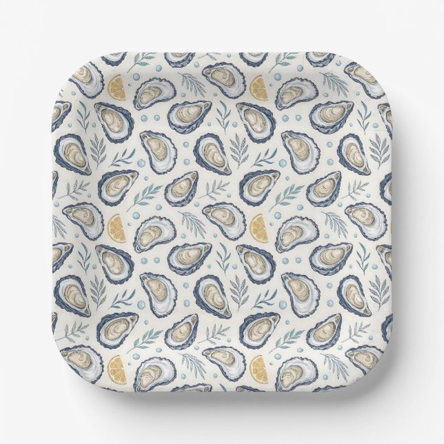 Elegant Marine Oysters Paper Plate (Front)
