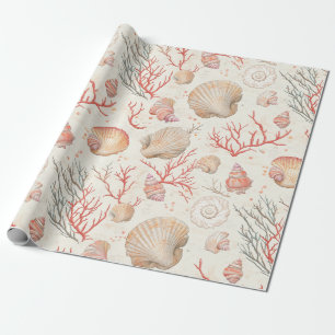 Elegant Marine Shells & Coral Branch Wrapping Paper