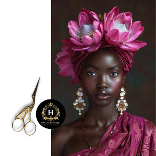 Elegant Maroon Black Woman Portrait Decoupage Tissue Paper