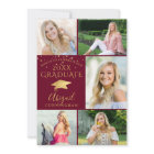 Elegant Maroon Burgundy Gold 5 Photo Graduate