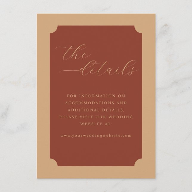 Elegant Maroon Calligraphy Details Enclosure Card (Front)