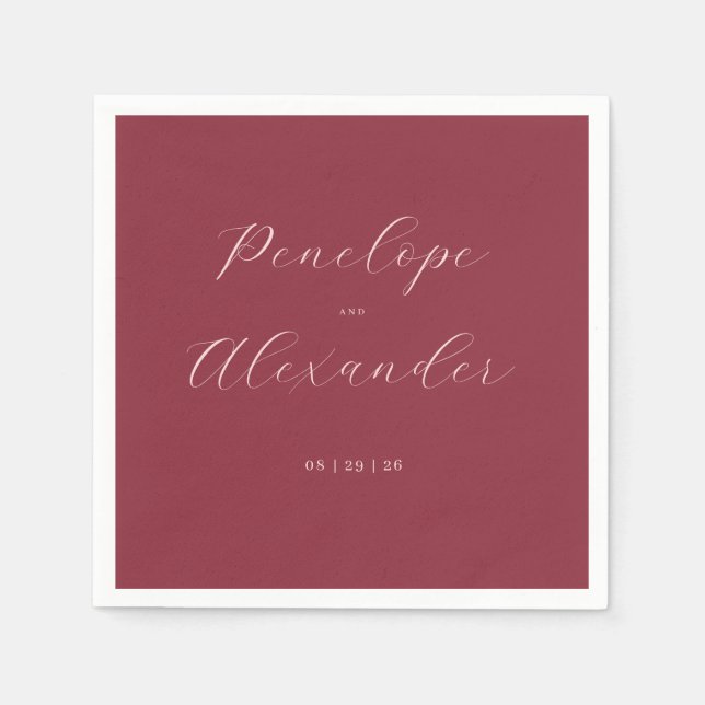 Elegant Maroon Calligraphy Napkin (Front)