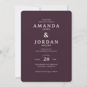 Elegant Maroon Calligraphy Wedding Invitation