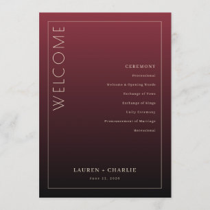 Elegant Maroon Ceremony Schedule Programme