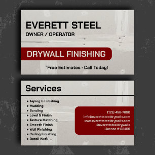 Elegant Maroon Drywall Finishing Branding Business Card
