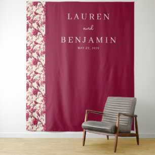 Elegant Maroon Floral Border Tapestry