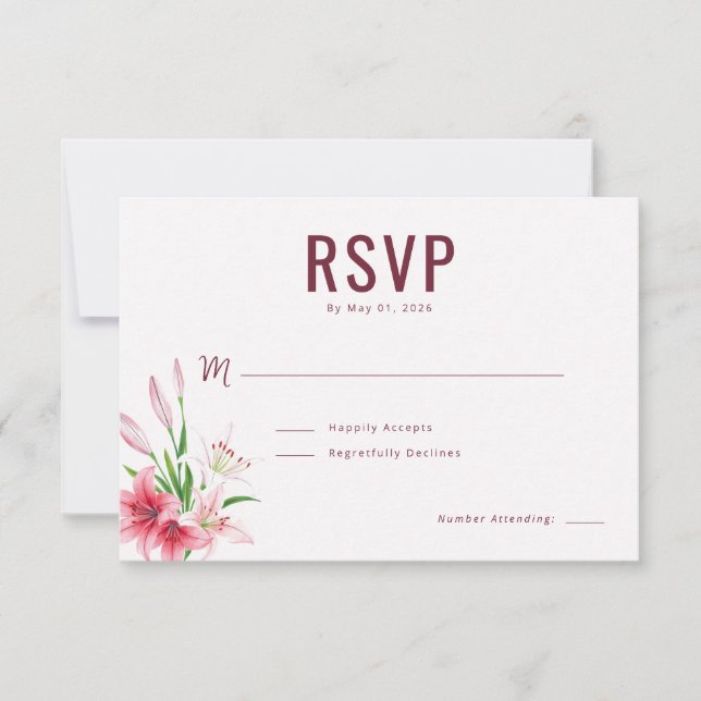 Elegant Maroon Floral RSVP Card (Front)
