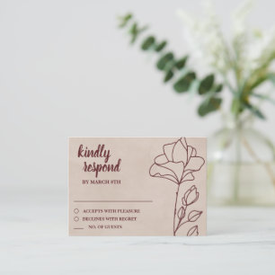 Elegant Maroon Floral RSVP Enclosure Card