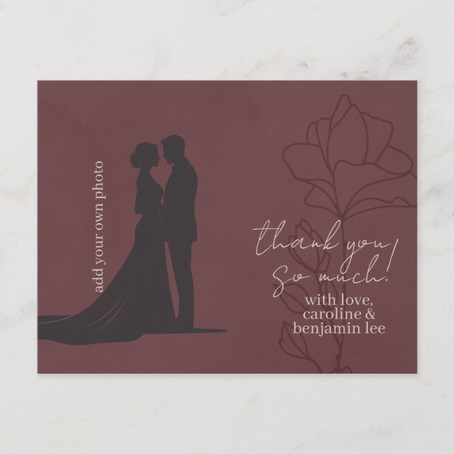 Elegant Maroon Floral Thank you Enclosure Card (Front)