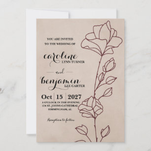 Elegant Maroon Floral Wedding Invitation