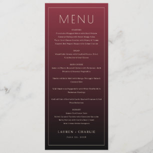 Elegant Maroon Formal Menu